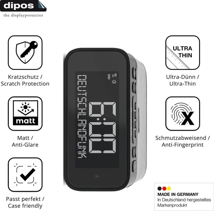 dipos – 2x Matte Beschermfolie geschikt voor TechniSat Digitradio 52 BT | Krasbestendige & antireflecterende Screenprotector Ultra-Thin