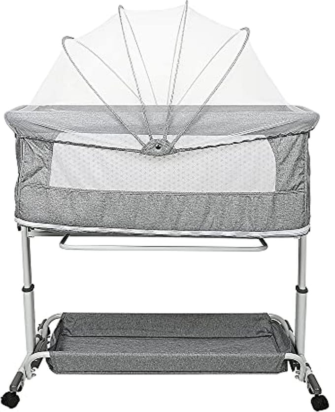Inklapbaar Babybed met Verstelbare Hoogte en Wielen