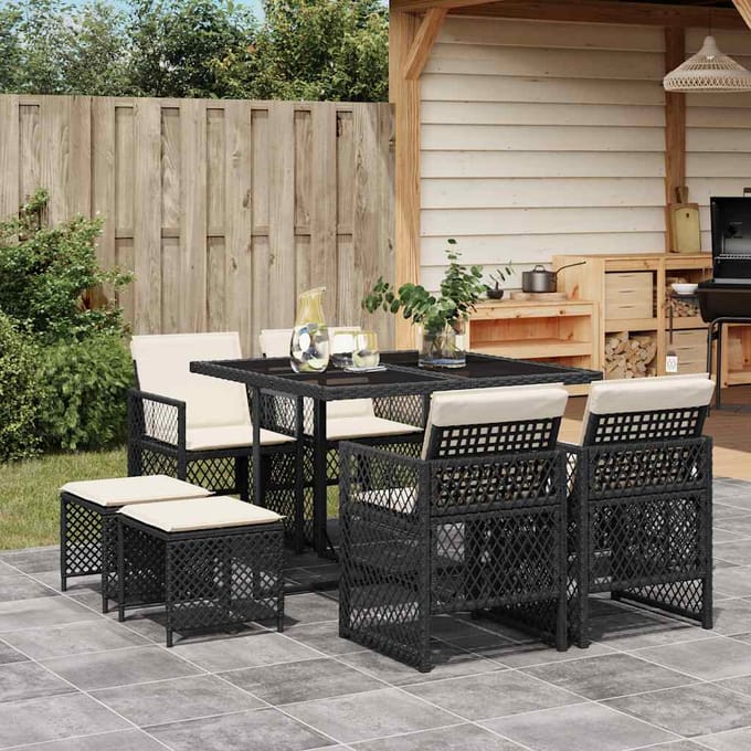 vidaXL - 9-delige - Tuinset - poly - rattan - zwart