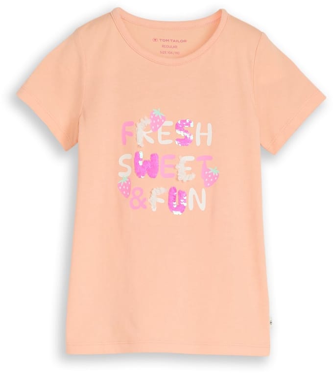 Tom Tailor - T-shirt met print - Maat 92/98 - peach bloom