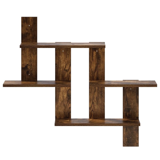 vidaXL - Wandplank - Gerookt - eiken - 85 - x - 13,5 - x - 73,5 - cm - Bewerkt - hout