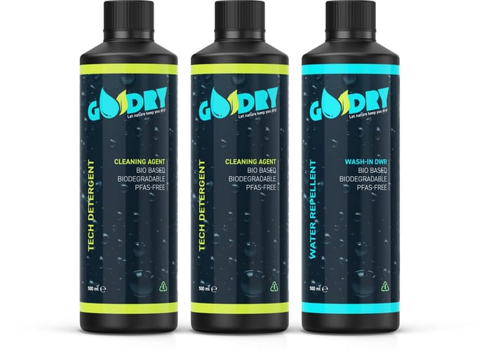 GoDry® Tech Detergent (2x) & Wash-In - wasmiddel sportkleding/ wasmiddel skikleding & impregneermiddel - 2 * 500ml & 500ml