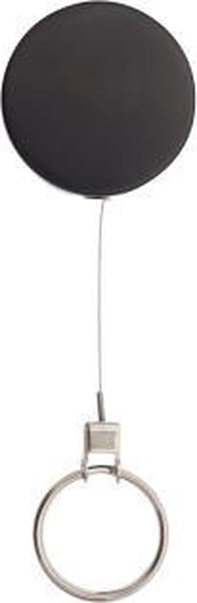 Zwarte metalen yoyo met kabel en sleutelring / Skipashouder