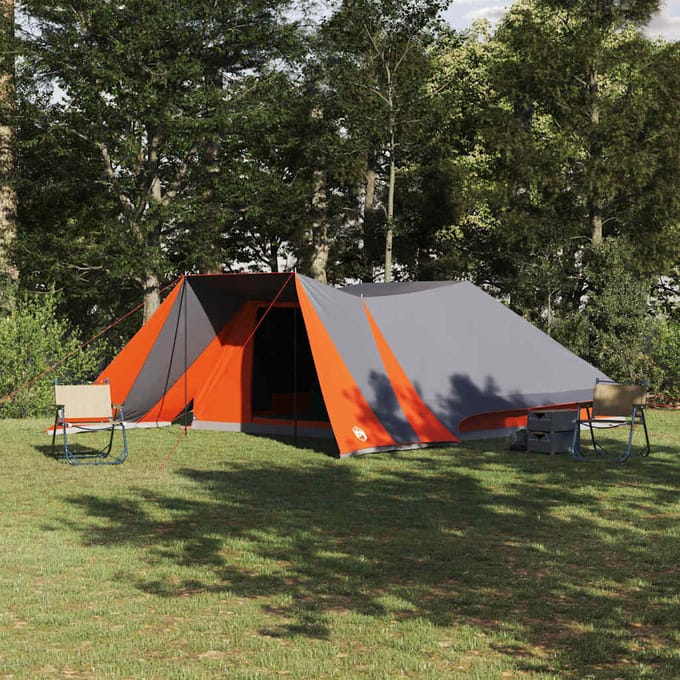 vidaXL - Tipi - Tent - 12-persoons - Grijs - en - Oranje - taft