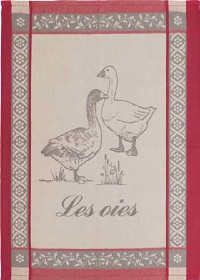 Theedoek les Oies rouge - Keukendoek - Set van 2 theedoeken