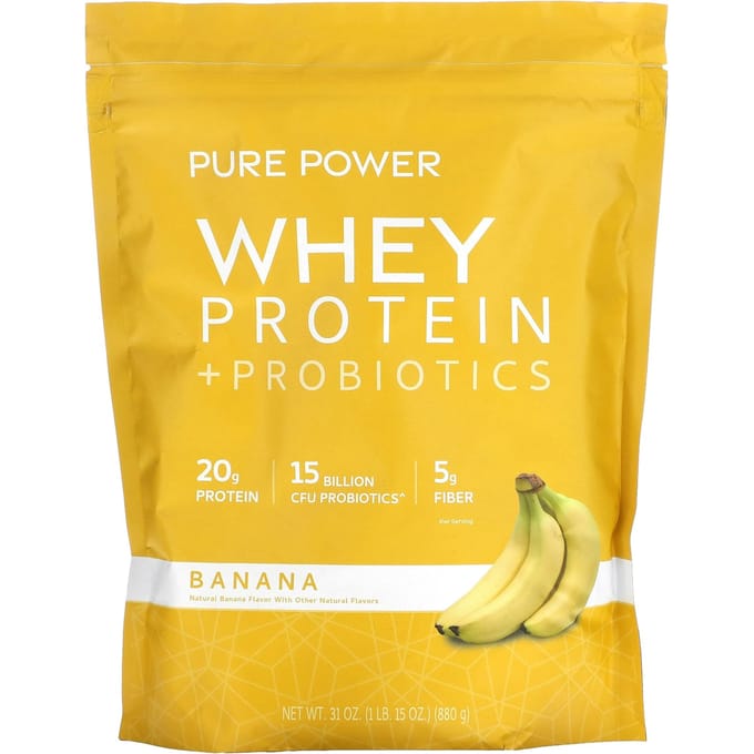 Dr. Mercola, Pure Power, Protéine de Lactosérum + Probiotique, Saveur Banane, 1 lb 15 oz (880 g)