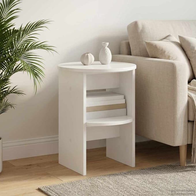 vidaXL - Bijzetkast - Hoogglans - Wit - Ø40 - x - 50 - cm - Geconstrueerd - hout