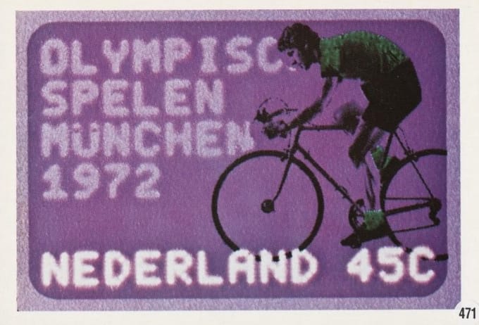 Briefkaart met afbeelding Olympische spelen München 1972 : Wielrenner postzegel