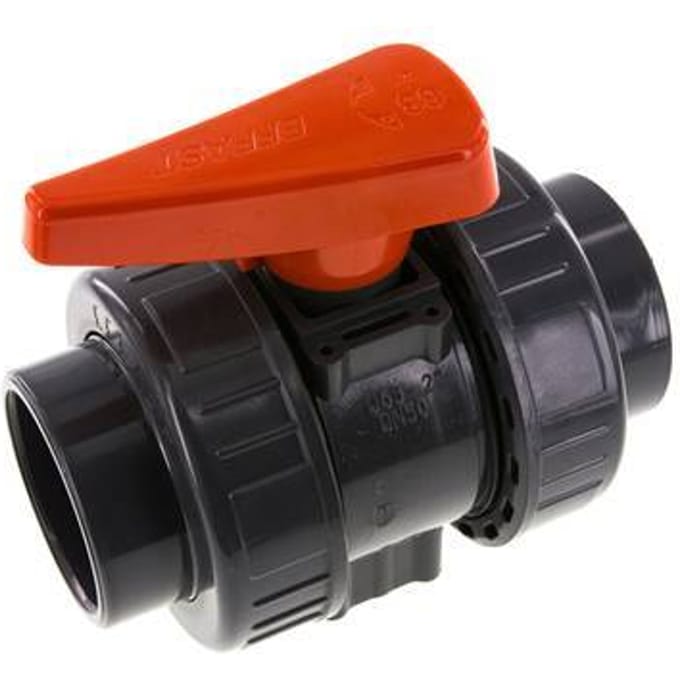 PVC 2-weg Kogelkraan Dubbele Wartel 63 mm Sok FKM