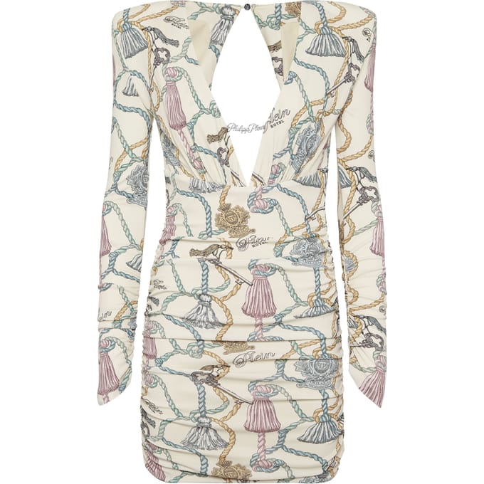 Long-Sleeved Mini Dress Tassels