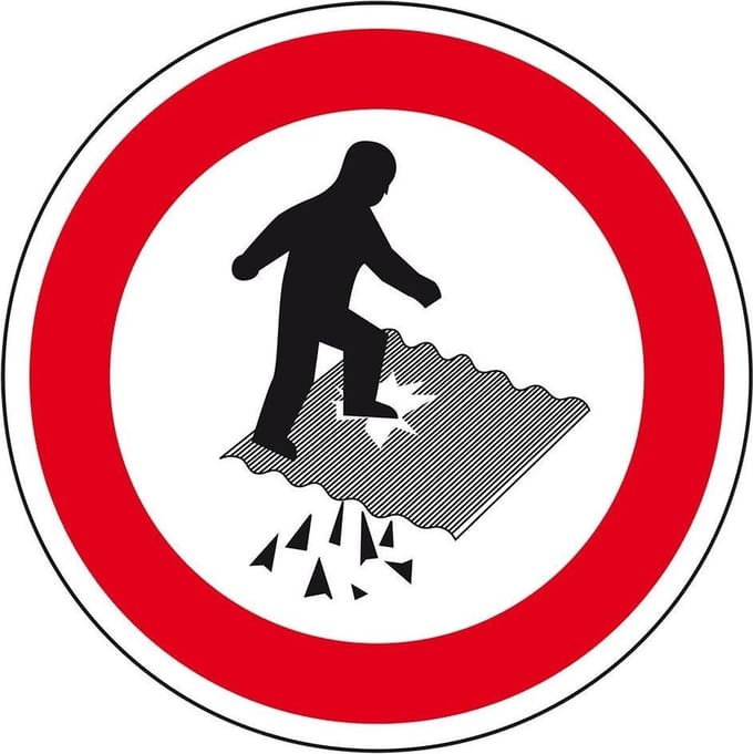 Niet betreden instortingsgevaar sticker 100 mm