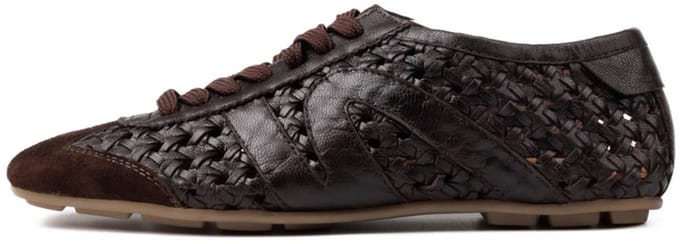 5PM MARINE Dames Sneaker Gevlochten Leder - Donkerbruin