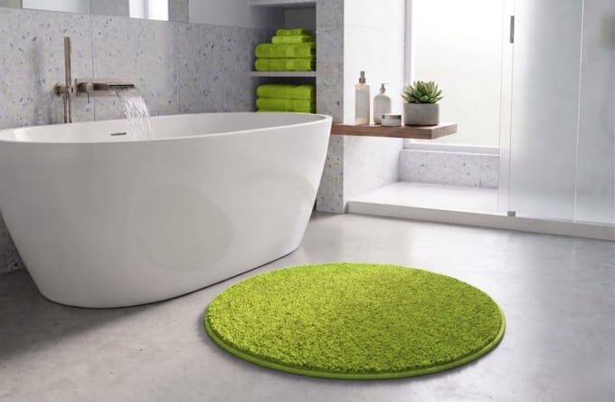 FLOORDIREKT Badmat SKY - Badmat in Vierkant & Rond - Antisliprug - Appelgroen - Rond - 120 cm