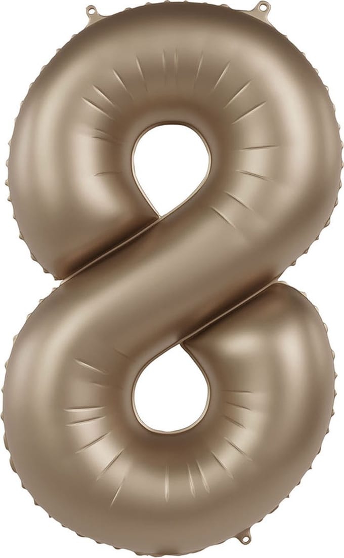 Folieballon Cijfer 8 - Starlight Gold - Satin Gloss - 86 cm