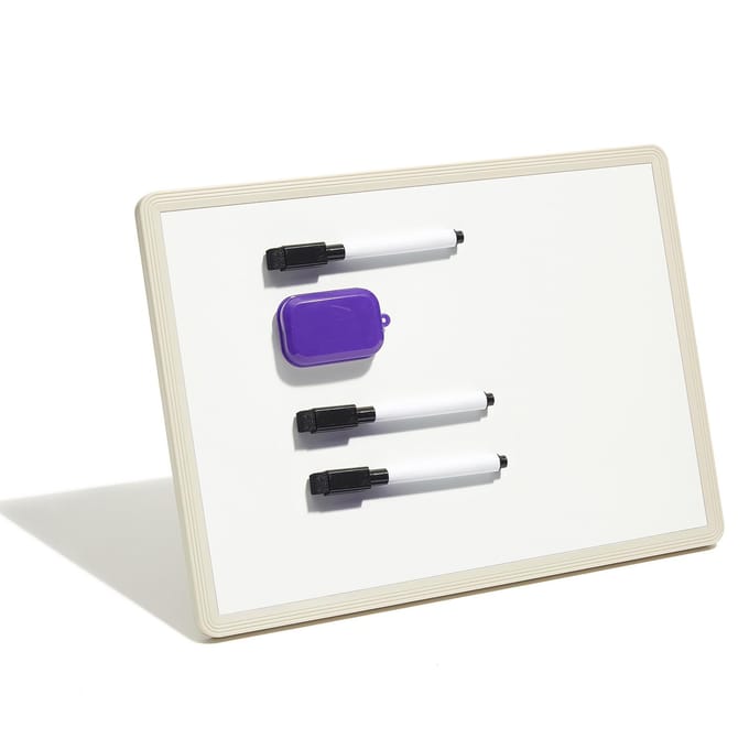 Tableau blanc magnétique polyvalent pour bureau avec support-tableau d'écriture Inclut 3 marqueurs noirs 1 gomme pour bureau école blanc
