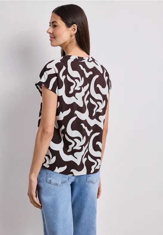 Blouse met hangende schouder en print