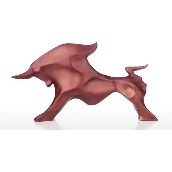 Abstract Stier Standbeeld Dier Figuur Decor Hars Ambacht Mode Desktop Wine red brown