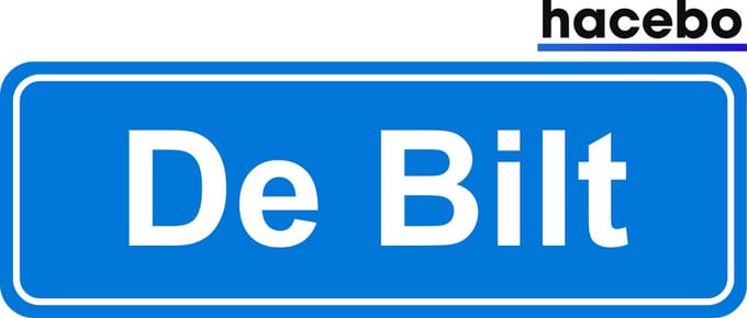 Hacebo - Plaatsnaam Sticker - 29x10 CM - De Bilt sticker - Verkeersborden sticker - grappige cadeaus - De Bilt