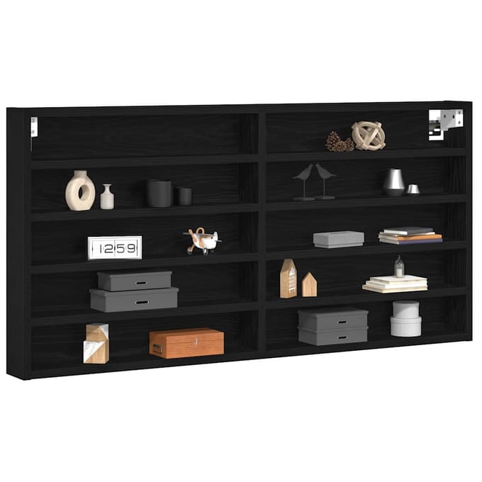 vidaXL - Display - Kast - Muurmontage - Zwart - Eiken - 100 - x - 8,5 - x - 50 - cm