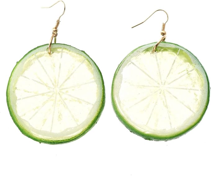 Fako Bijoux® - Oorbellen - Plastic Fruit - Limoen Schijfje