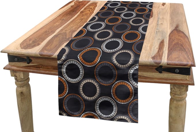 New Bed Abstracte Geometrie Etnische Cirkeldots Accent Rechthoekige Tafelrunner, 40cm x 300cm