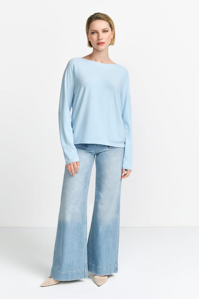 Rich & Royal Boat Neck Seamless Light Aqua Taglia: M | Maglioni a maglia Outlet | Donna | Ciano