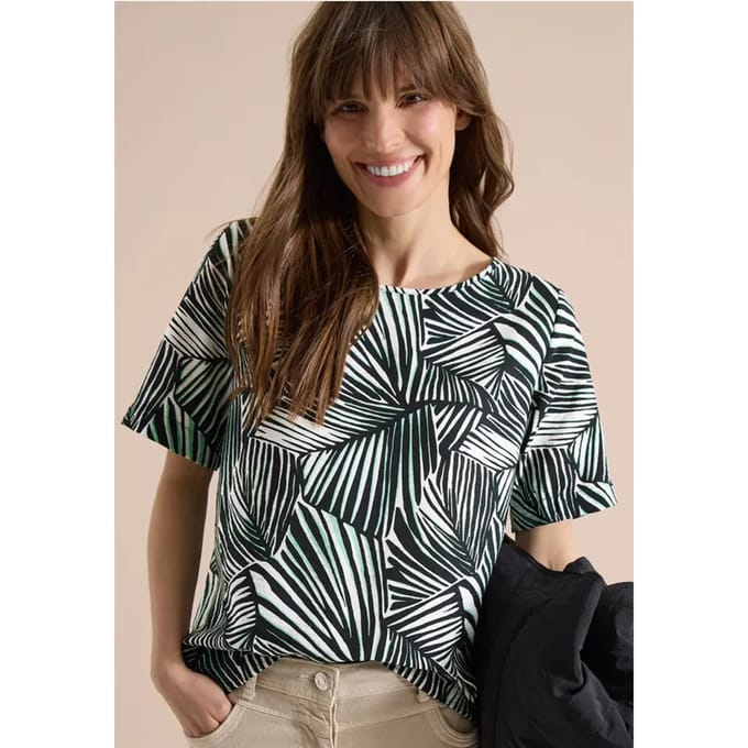 Blouseshirt met korte mouwen en all-over print