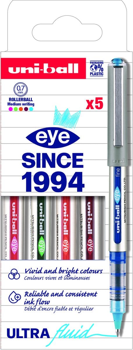 Rollerpen Uni-ball Eye UB157 medium assorti 5 stuks