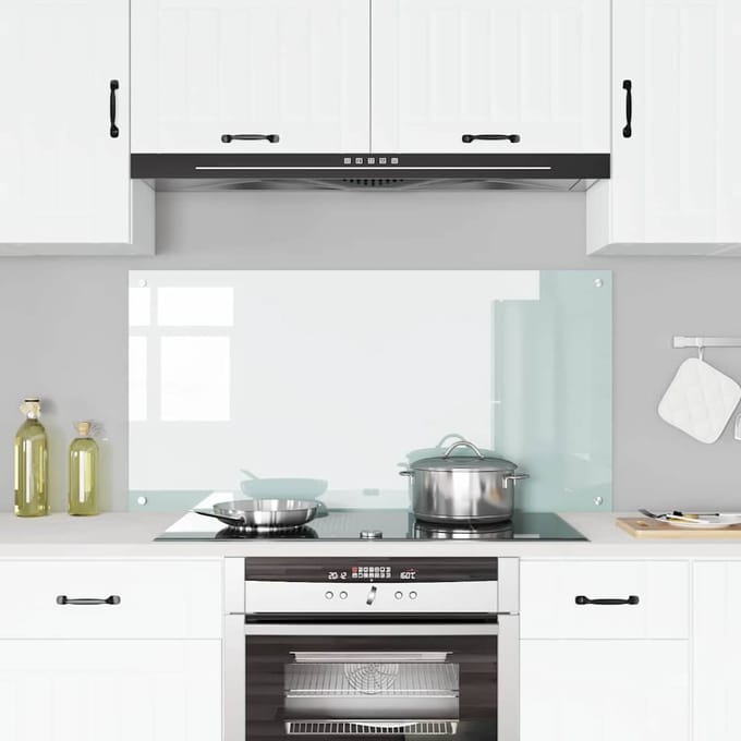 vidaXL - Keukenachterwand - Wit - 120 - x - 60 - cm - gehard - glas
