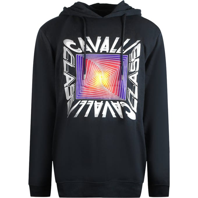 Cavalli Class asymmetrische box-design zwarte hoodie