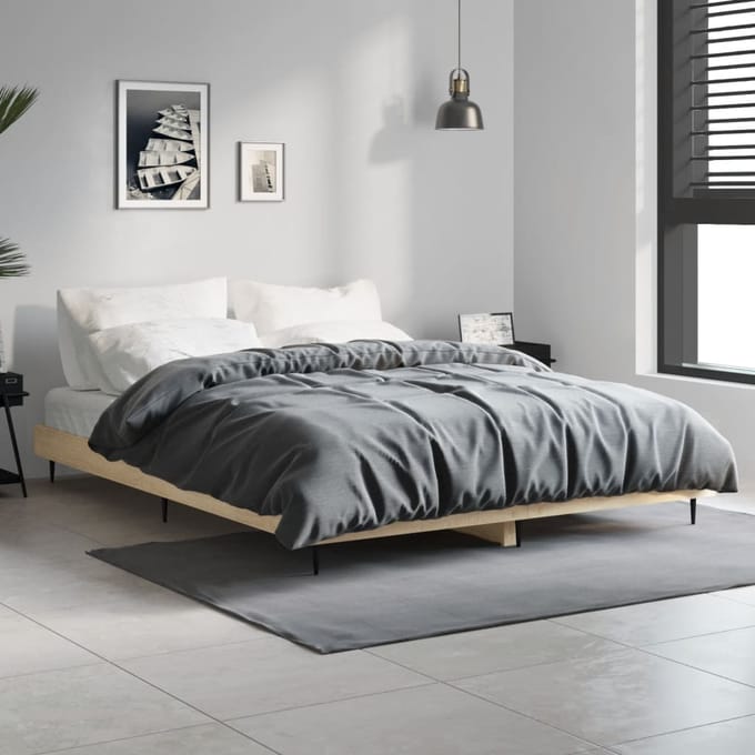 vidaXL - Bedframe - zonder - matras - hout - sonoma - eikenkleurig - 140x190 - cm
