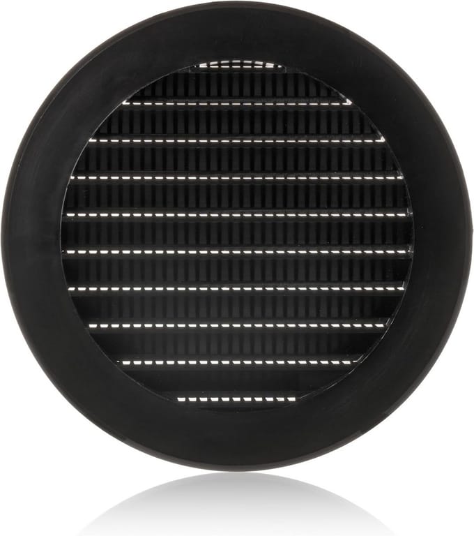 Kunststof Ventilatierooster 100mm met Insectengaas - Zwart