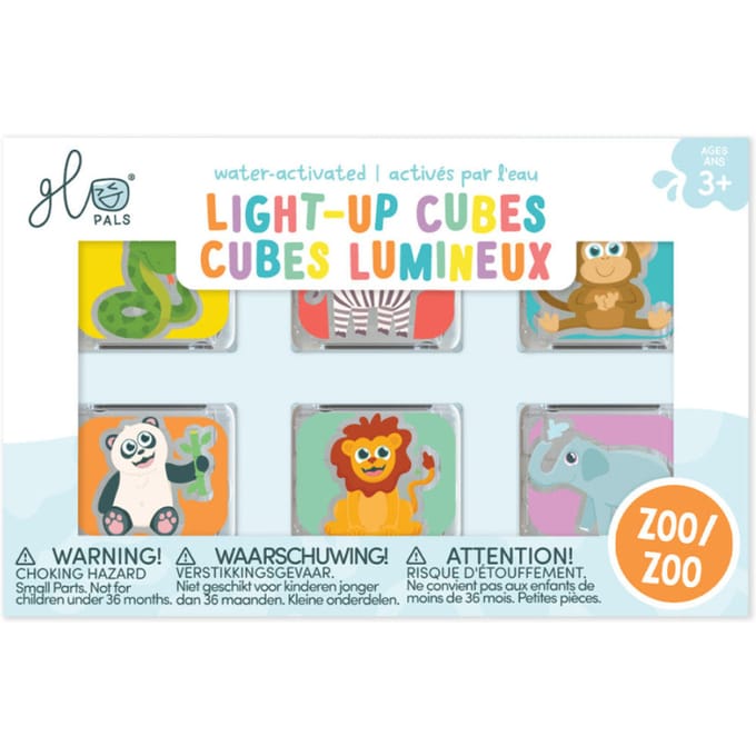 Glo Pals - light up cubes - Badspeelgoed - Zoo - Sensory Play - 6 stuks