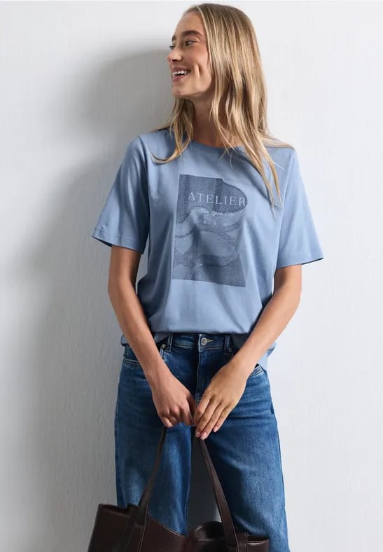 Shirt met ronde hals en fotoprint