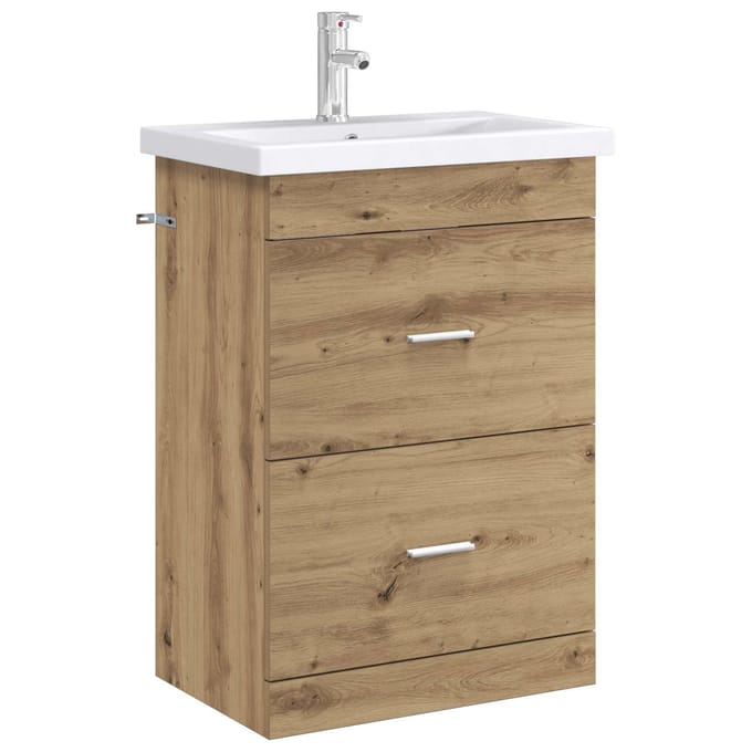 vidaXL - Badkamer - Onder - Het - Wastafel - Kast - Artisanaal - eiken