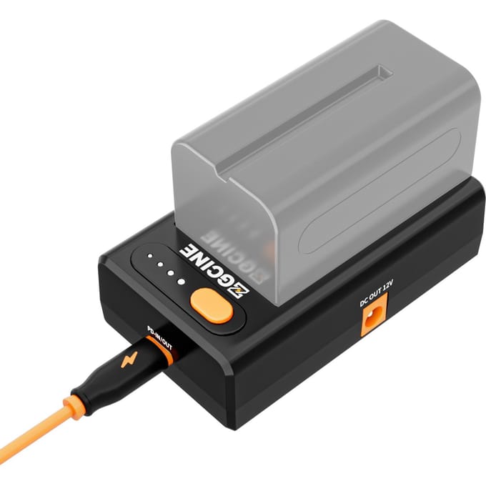ZGCINE NPF-02 NP-F Serie Batterijlader Batterijadapterplaat met Type-C Bidirectionele PD zwart