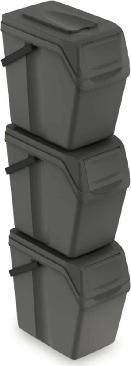 Afvalscheidingsbakken - 3x25L - grijs