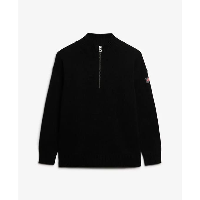 Vrouwelijke oversized half-zip trui met truckerkraag Superdry