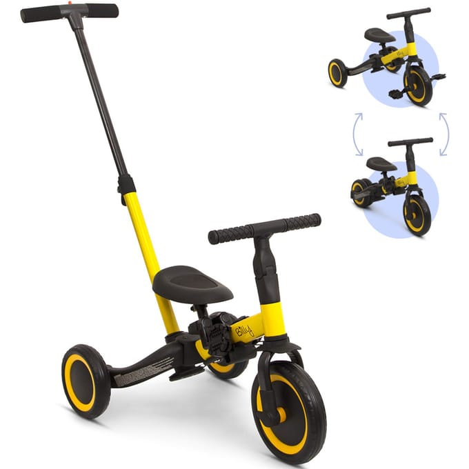 Billy 4-in-1 Kinderfiets met Duwstang Gio Geel