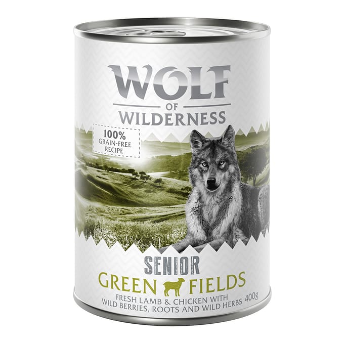 6x400g Senior Green Fields Lam & Kip Wolf of Wilderness Hondenvoer