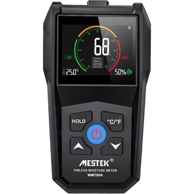 MESTEK Full Angle Omgekeerd Display Scherm Niet-destructieve Inductieve Houtvochtigheidsmeter zwart