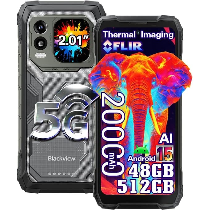 Blackview Xplore 1 Pro 5G Mobiele Telefoon 48GB+512GB 20000mAh 6.78  Scherm 64MP Android 15 Smartphone