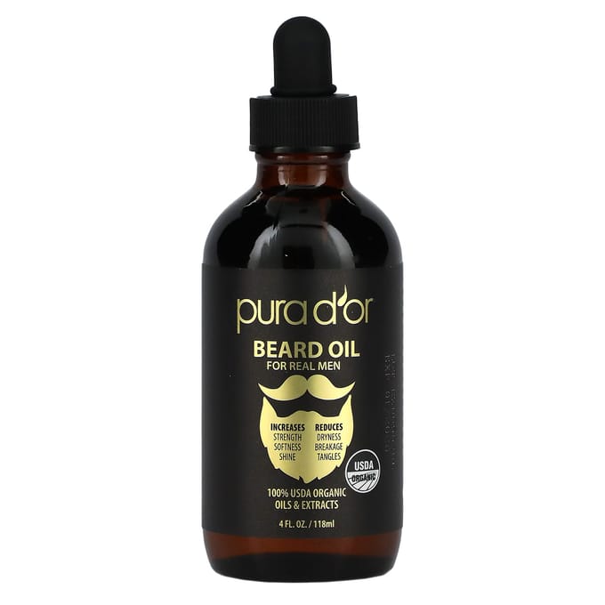 Pura D'or, Beard Oil, 4 fl oz (118 ml) black