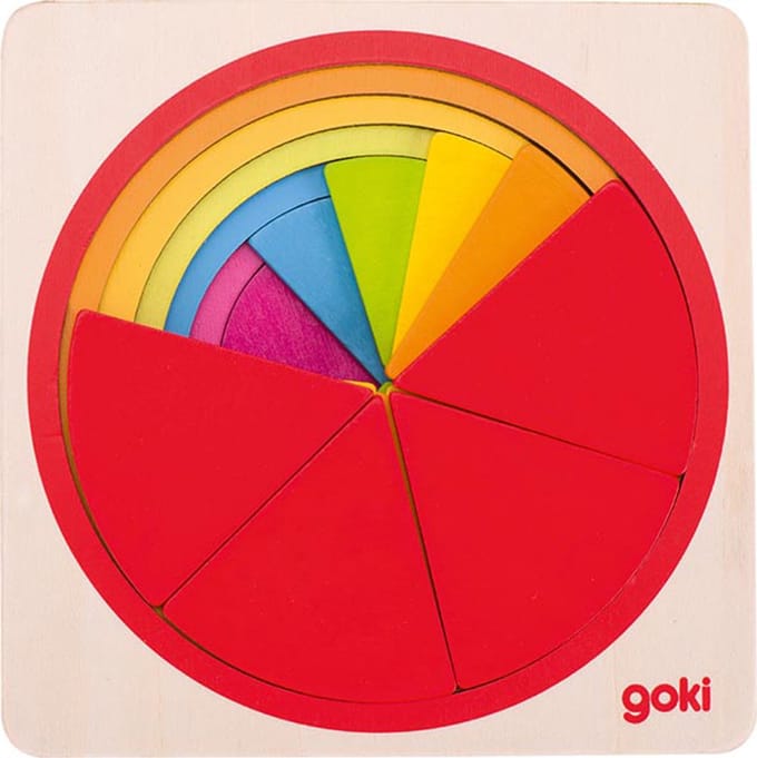 GOKI Puzzel - Cirkel - 21 Stukjes - 6 Lagen - 12X12X2,1Cm - Hout - 4 Jaar