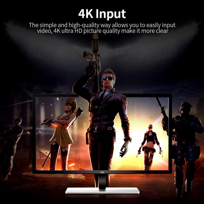 Video Capture Card met Audio naar USB2.0 Capture Card 4K Input 1080P Output Ondersteuning Live zwart