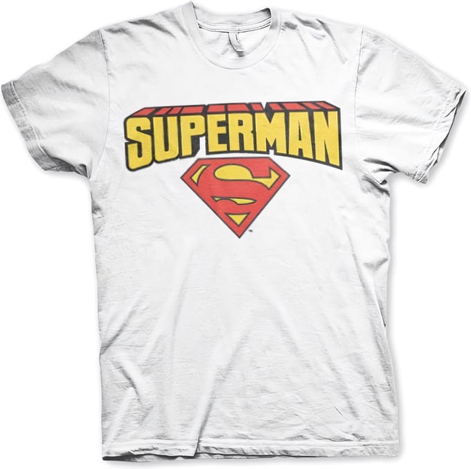 DC Comics Superman Heren Tshirt -M- Blockletter Logo Wit