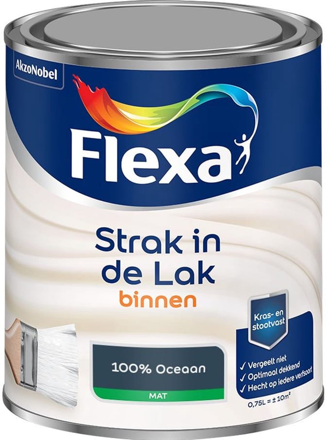 Flexa - Strak In De Lak Binnenlak Mat - 100% Oceaan - Mengverf - 750 Ml