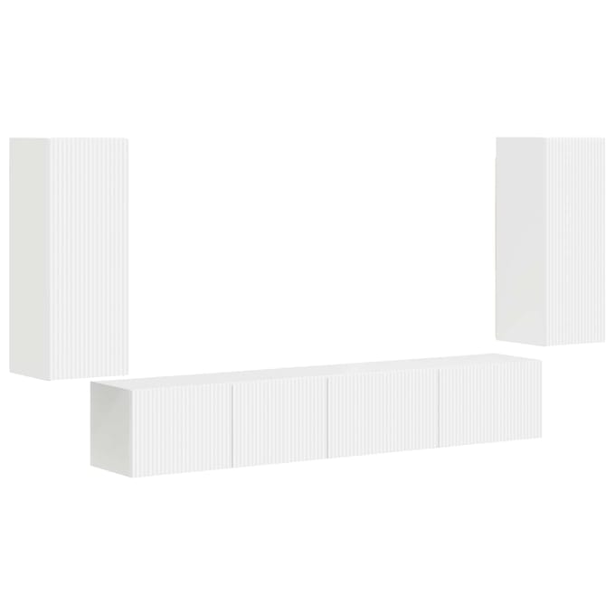 vidaXL - Tv-meubelset - 4 - st - Wit - Bewerkt - hout