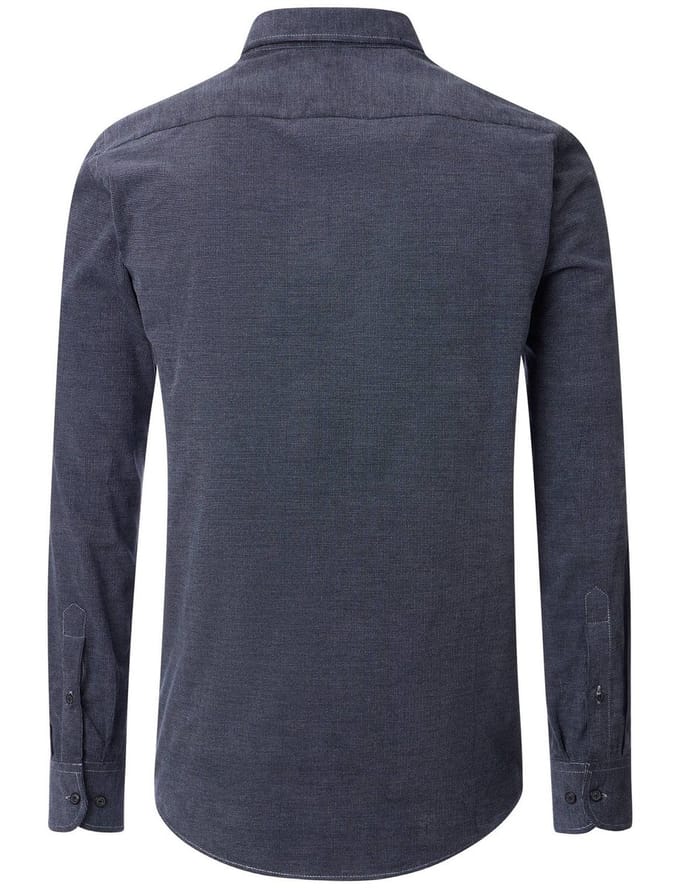 CASA MODA Sport casual fit overhemd - ribfluweel - donkerblauw