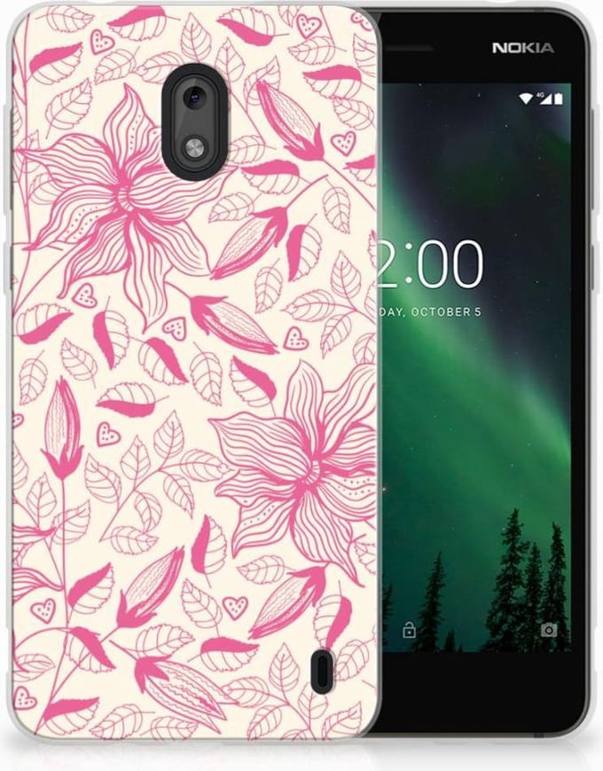 Nokia 2 TPU Case Pink Flowers